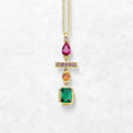 Geometric Colorful Pendant in 925 Sterling Silver with Zircon Stones