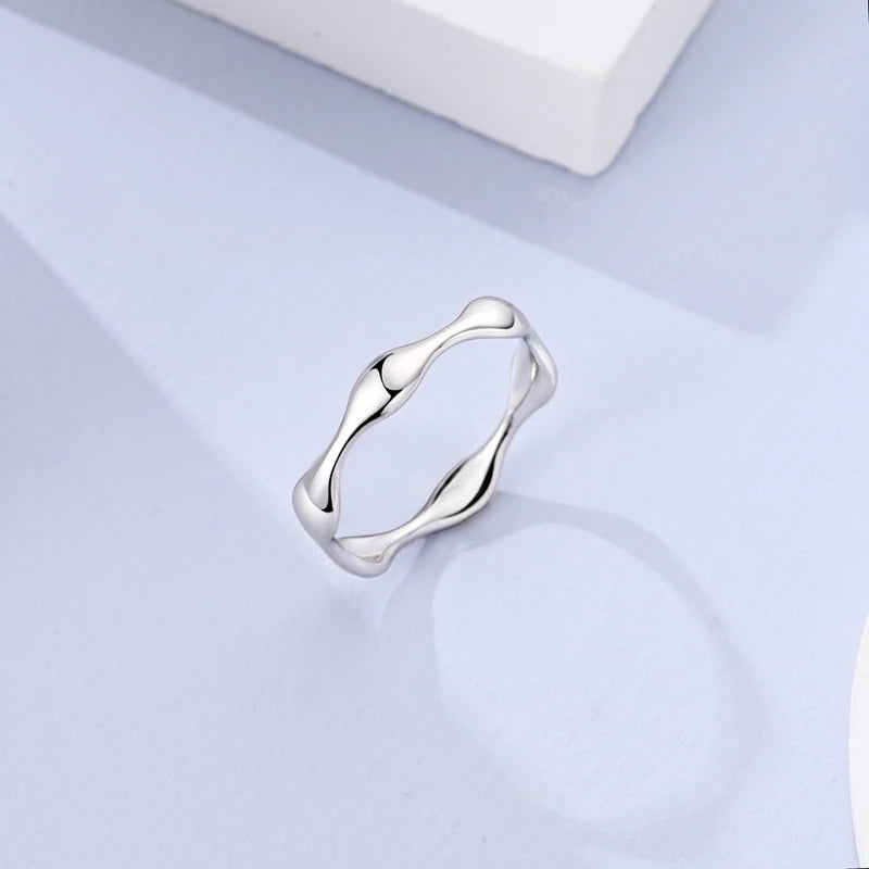 Liquid Droplet Minimalist Ring in Solid Sterling Silver