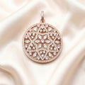 Large Flower Ornament Pendant in Rose Gold Plated 925 Sterling Silver with Sparkling Zircons