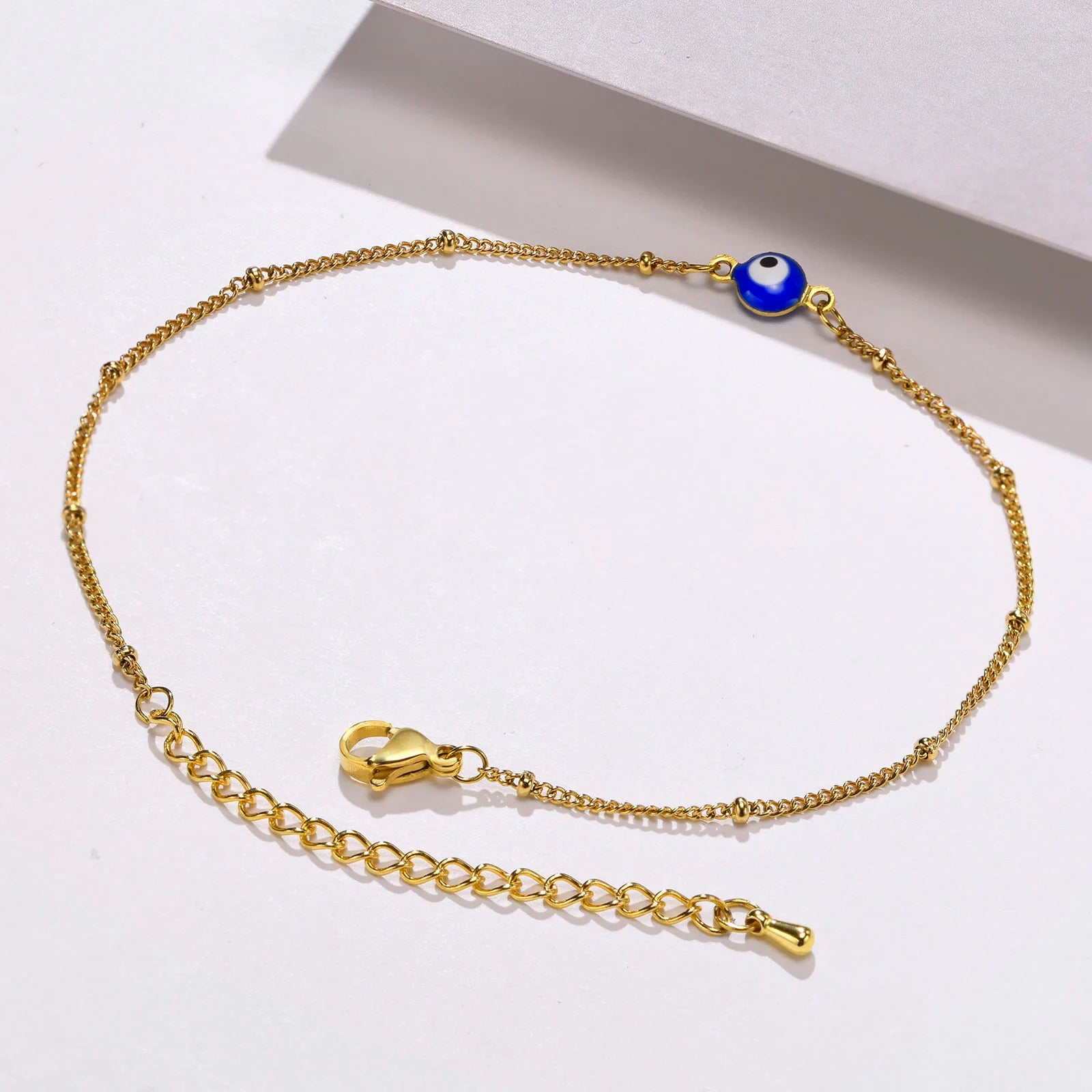 Gold-Plated Stainless-Steel Lucky Blue Evil Eye Anklet - Choose Your Style