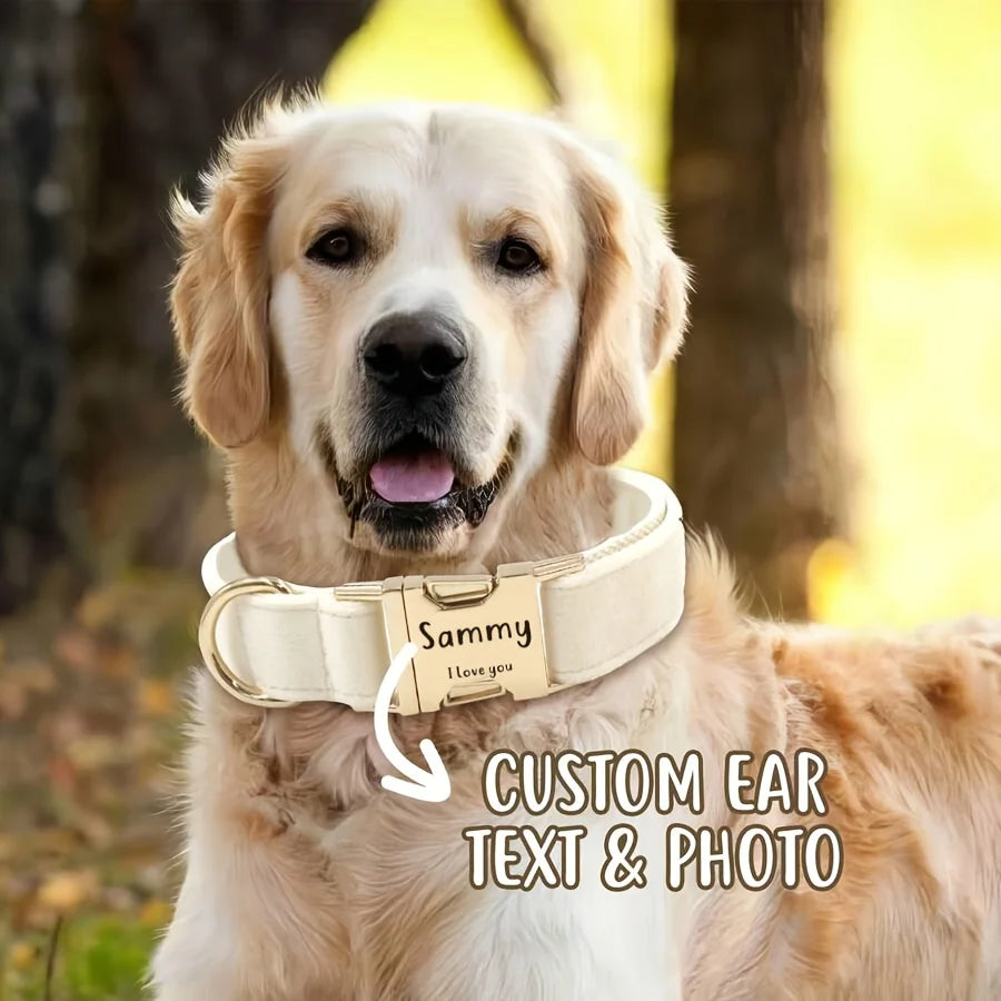 Soft Faux Leather Adjustable Pet Collar - Customize, Engrave, Name Tag, ID Necklace