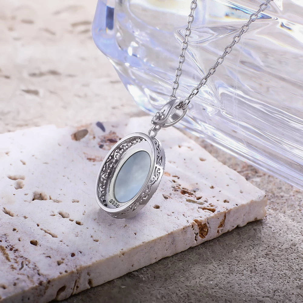 925 Sterling Silver Natural Moonstone Pendant & Earrings Set