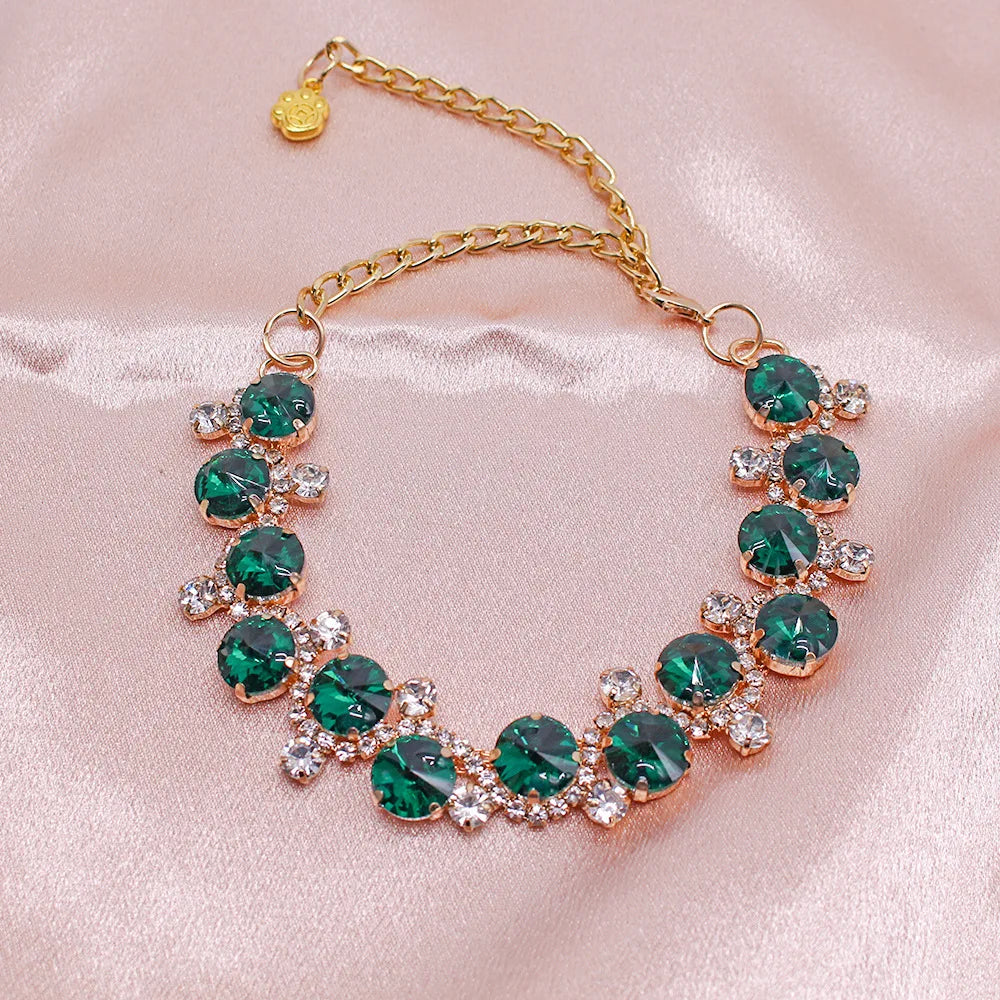 18K Gold-Plated Stainless-Steel Chain Necklace with Cubic Zirconia Diamonds for Small Dogs & Cats