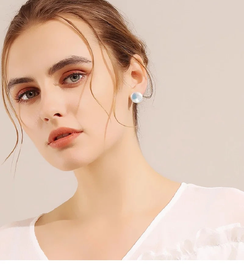 925 Sterling Silver Natural Pearl Stud Earrings
