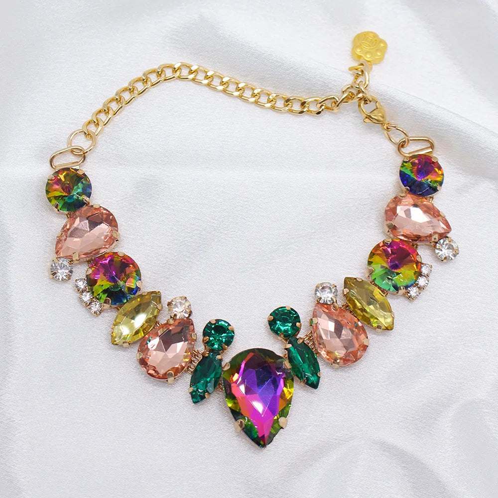18K Gold-Plated Stainless-Steel Chain Necklace with Cubic Zirconia Diamonds for Small Dogs & Cats