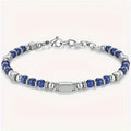 Lapis Lazuli Beaded Adjustable Bracelet in Stainless Steel