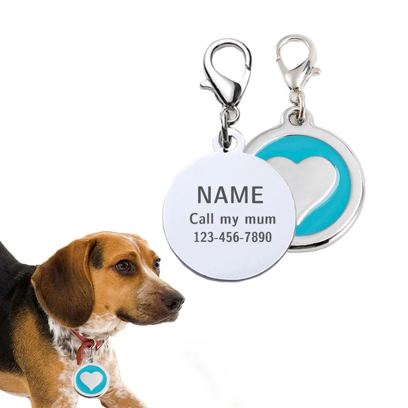 Stainless Steel Heart Pet ID Tag Personalized Customized