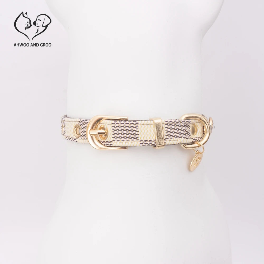 PU Leather Zinc Alloy Collar with Rhinestones & Clover Pendant