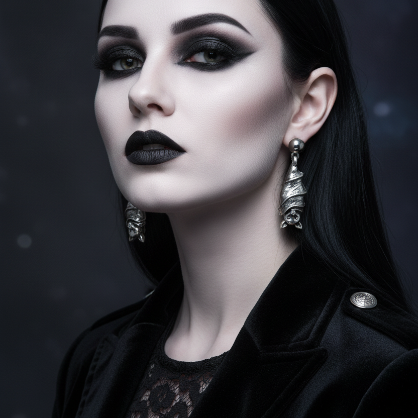Gothic Dark Bat Pendant Drop Zink Alloy Stud Earrings