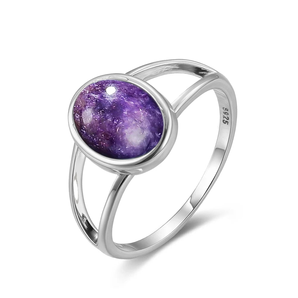 925 Sterling Silver Ring Natural 8-10mm Moonstone Ring