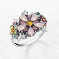 Daisy Flower Colorful Zircon Cocktail Ring in 925 Sterling Silver