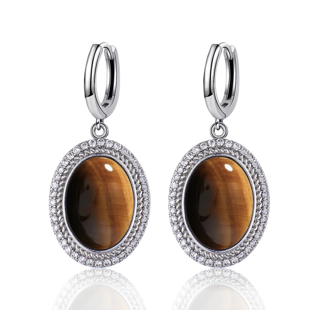 925 Sterling Silver Natural Moonstone Pendant & Earrings Set