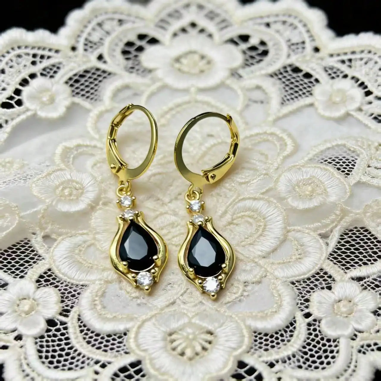 Stainless Steel Water Drop CZ Earrings