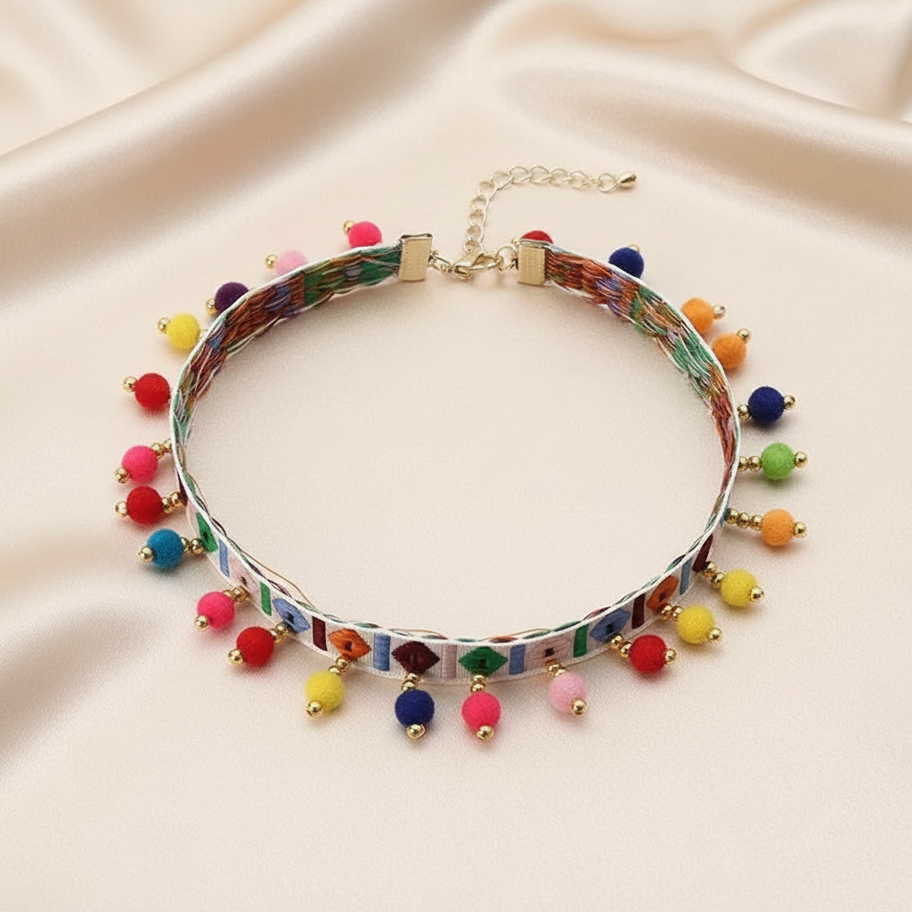 Retro Cloth Bohemian Pet Charms Necklace - Colorful, Happy