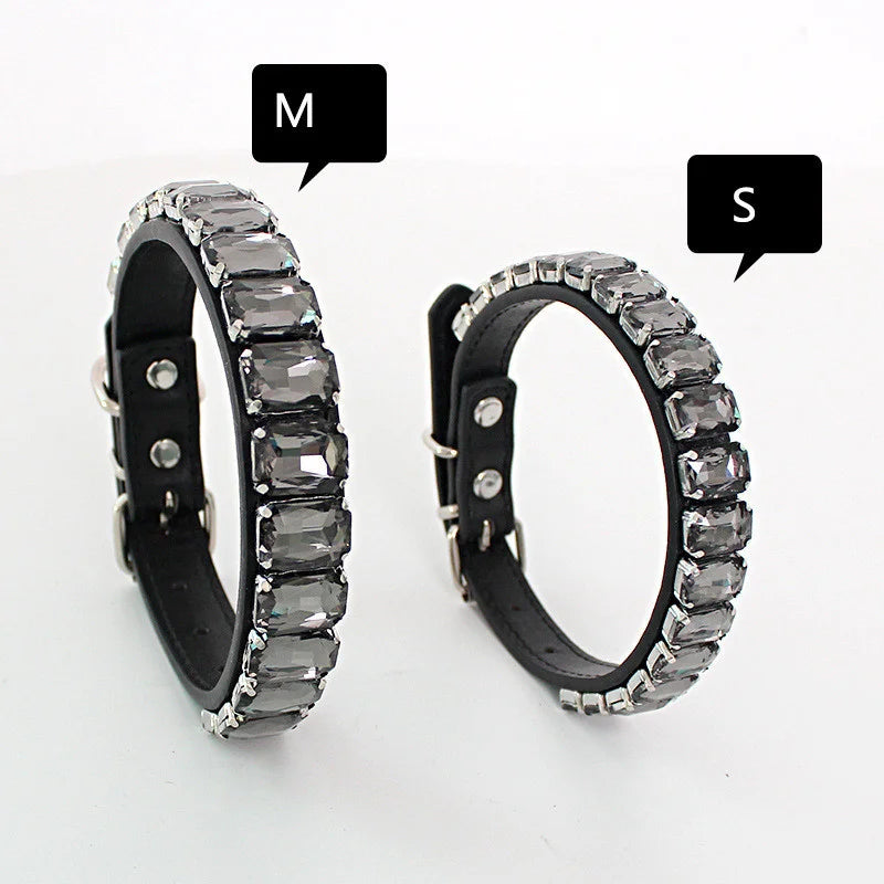 Hot Bling Dog Collars with PU Leather & Rhinestones