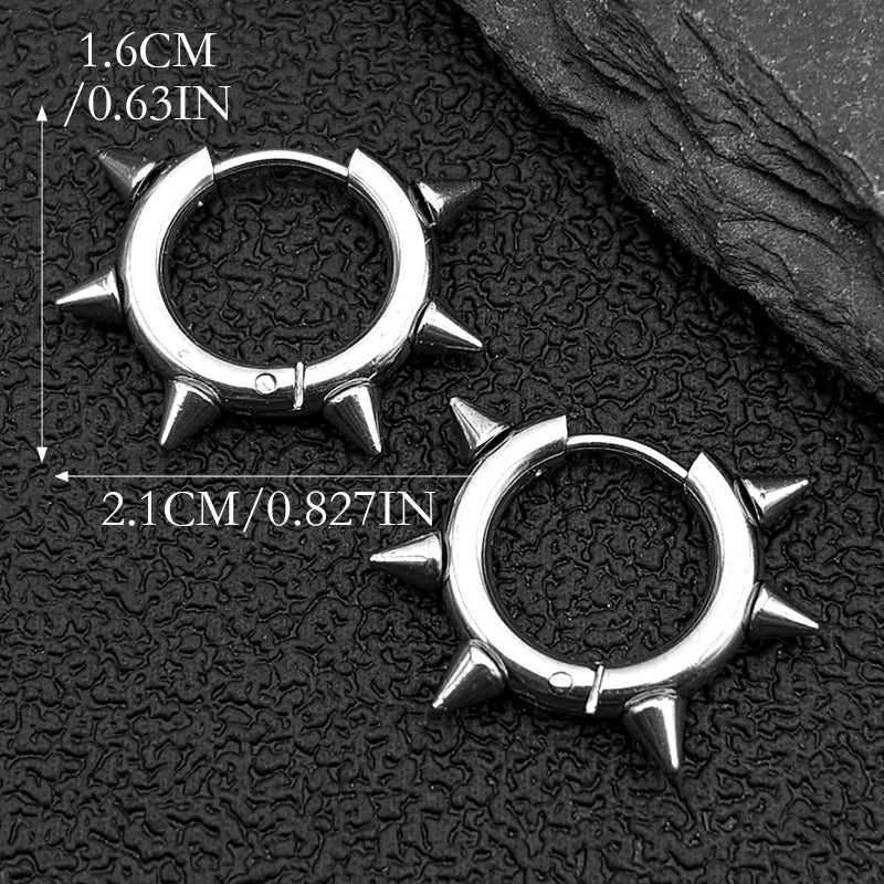 Punk Spike Rivet Goth Hoop Stainless Steel Earrings Collection