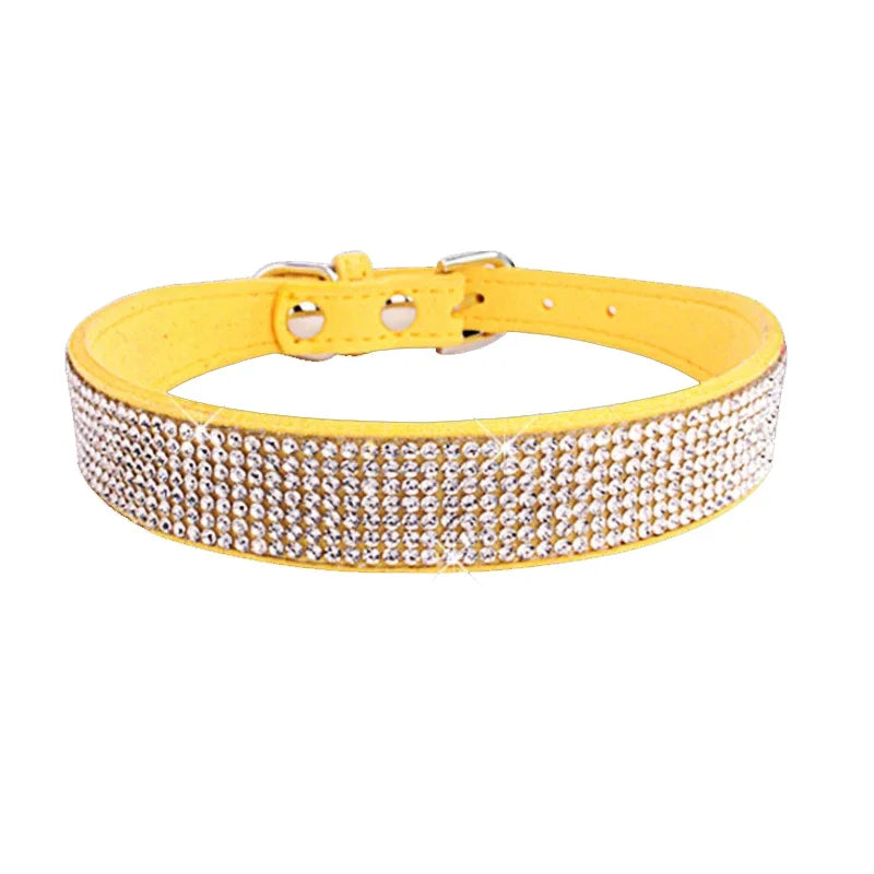 PU Leather Collars for Dogs with Zinc Alloy Buckle & Rhinestones
