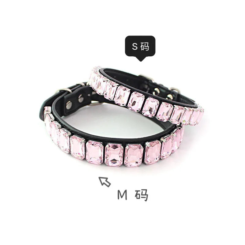 Hot Bling Dog Collars with PU Leather & Rhinestones