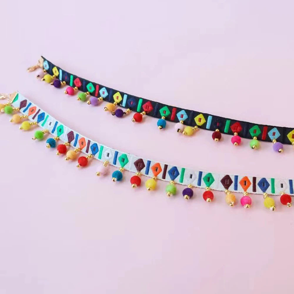 Retro Cloth Bohemian Pet Necklace - Colorful, Happy, Unusual