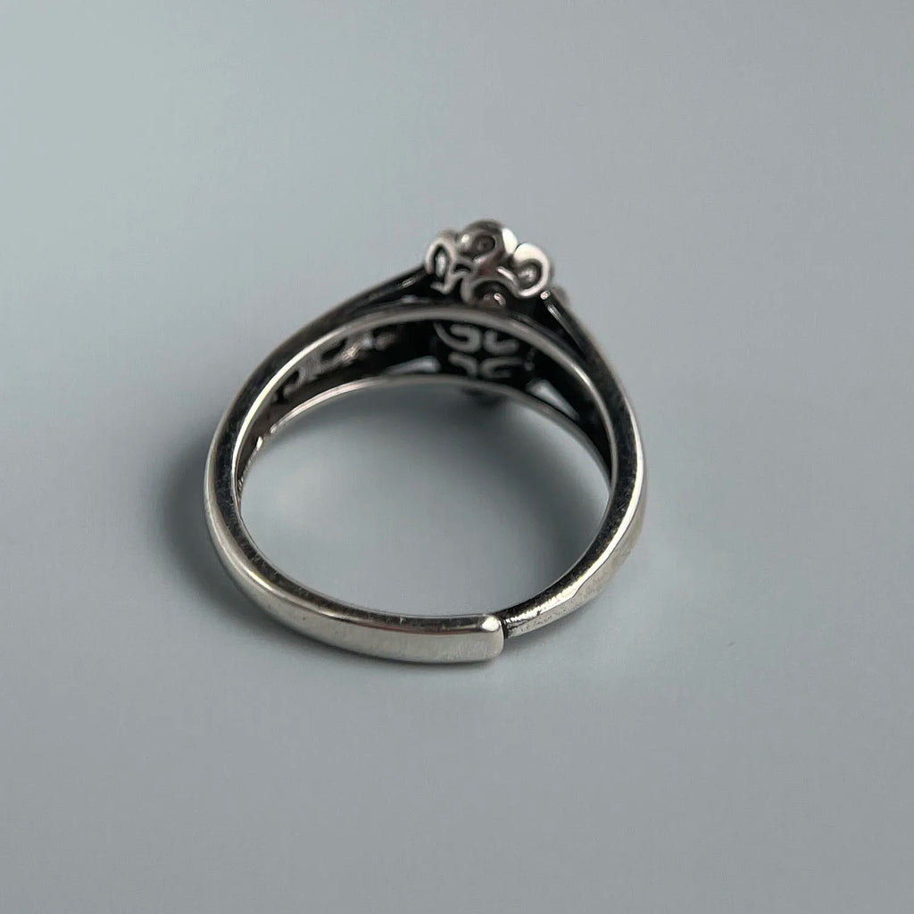 925 Sterling Silver Green CZ Stone Ring Adjustable