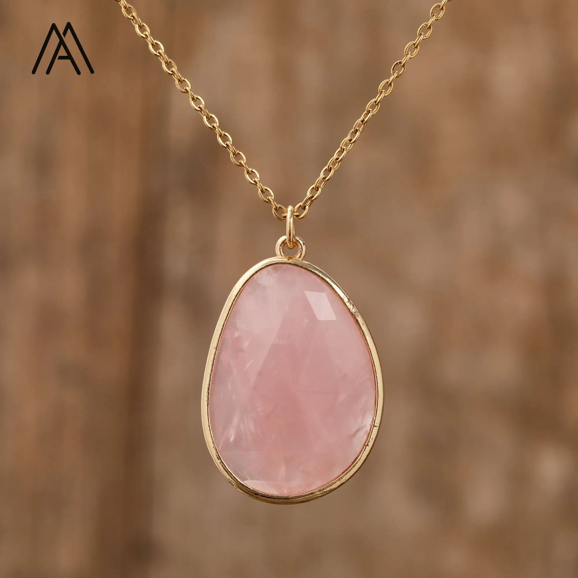 Natural Healing Crystal Pendant Copper Chain Necklace - Choose Your Stone