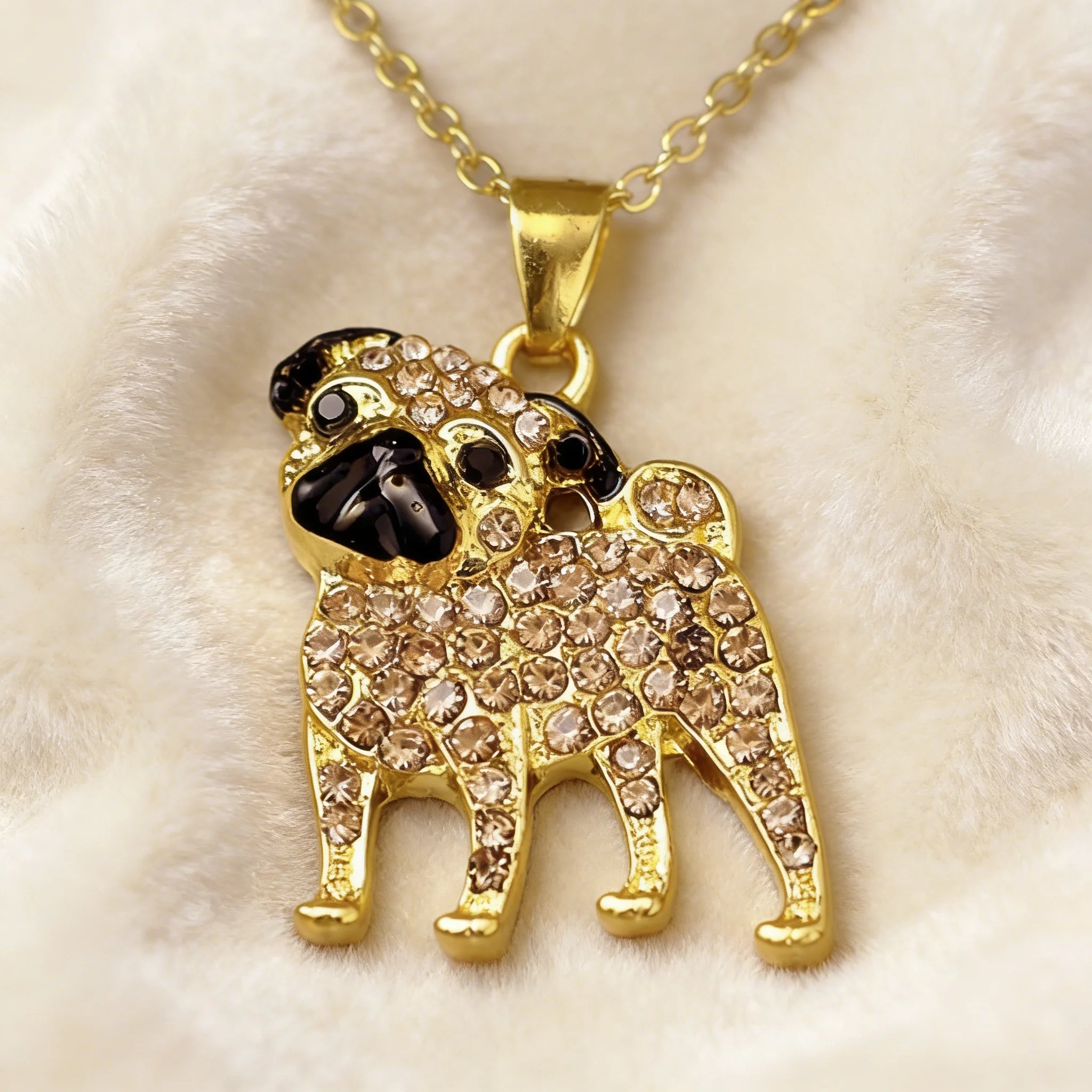 Collection of CZ Stone Dog Pendant Necklaces MANY BREEDS in Gold/Silver Tone Alloy - Choose Your Breed