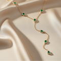 Long Gold-Plated Copper Necklace with Cubic Zirconia Stones