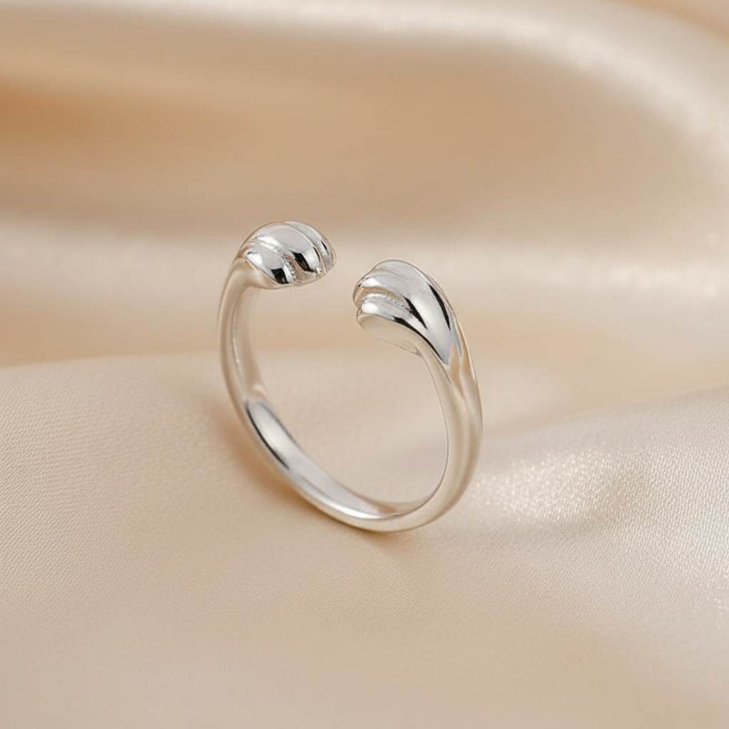 Cat Paw Hug Print Ring - Leaves Imprint, Made of Zinc Alloy, Adjustable, Very Cute