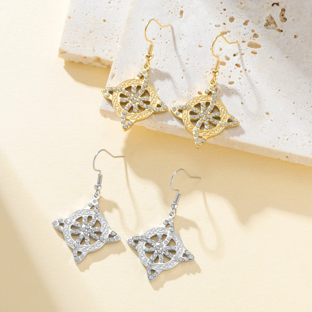 Witchcraft Celtic Knot Zircon Stainless Steel Drop Earrings