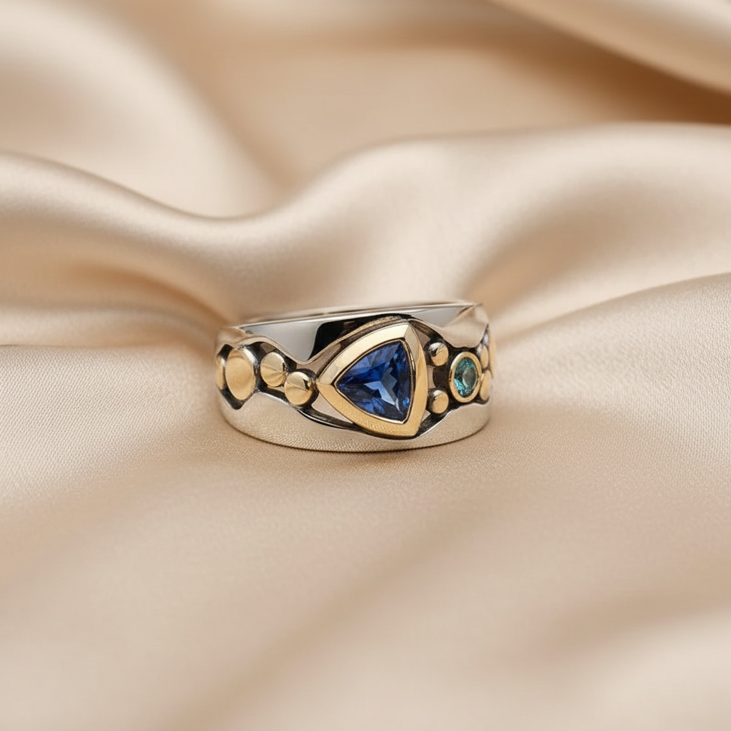 Two-Tone Multicolor Zircon Zinc Alloy Band Ring - Bold, Rare, Statement