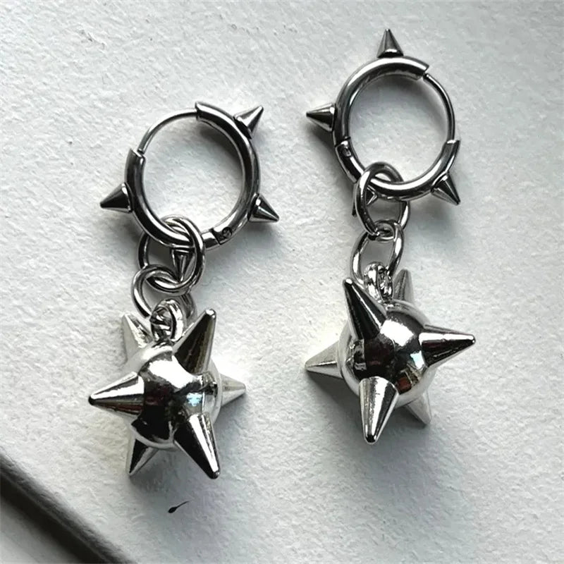 Goth Spiked Huggie Earrings – Morning Star Punk Hoops