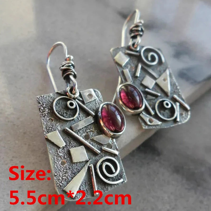 Unique Collection of Zinc Alloy Resin Dangle Earrings - Geometric Asymmetric Boho Trendy