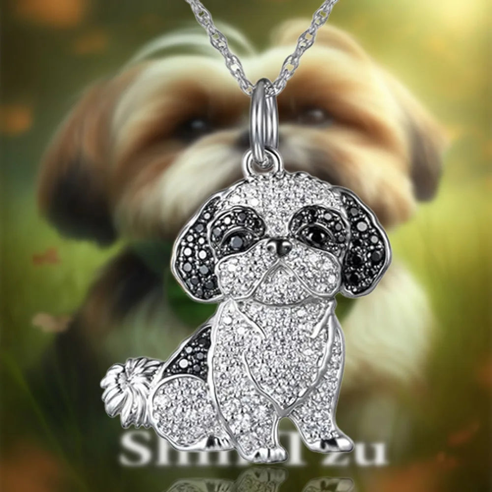 Collection of Dog Pendant Necklaces in Zinc Alloy with CZ Stones - Choose Your Favorite Breed