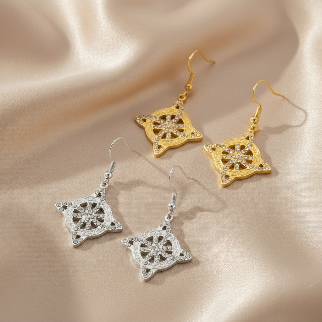 Celtic Knot Zircon Stainless Steel Drop Earrings