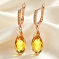 585 Rose Gold CZ Water Drop Earrings