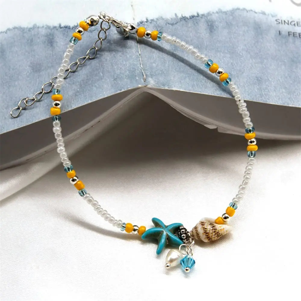 Boho Turquoise Resin Bead Summer Anklet in Zinc Alloy - Choose Your Design