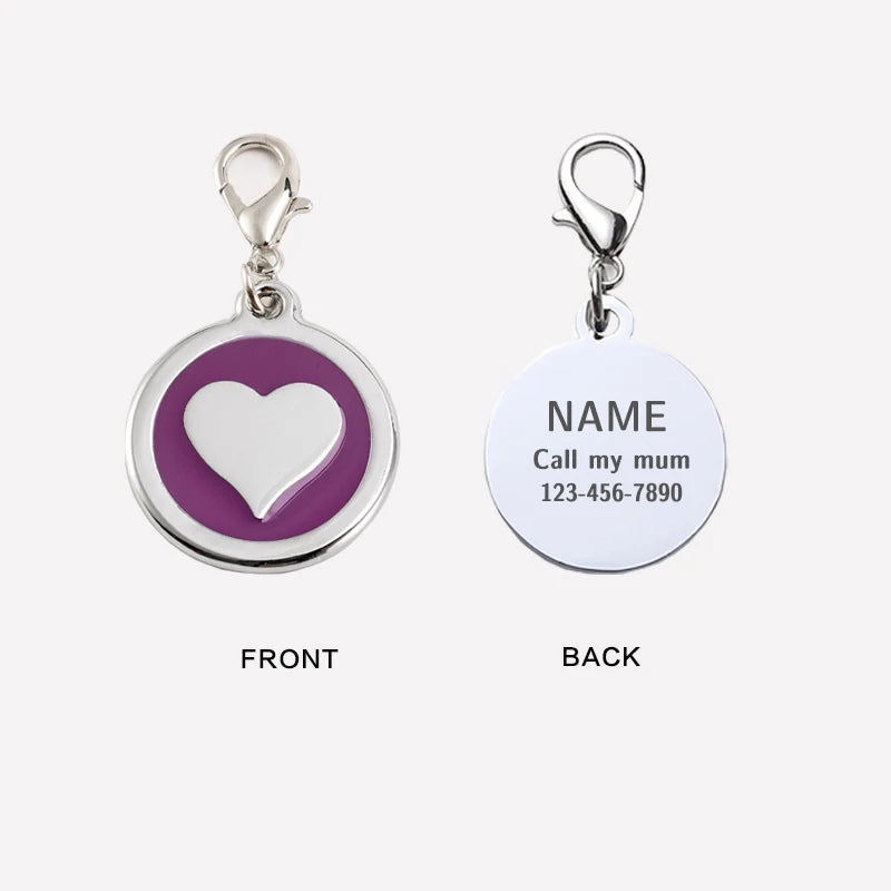 Stainless Steel Heart Pet ID Tag Personalized Customized