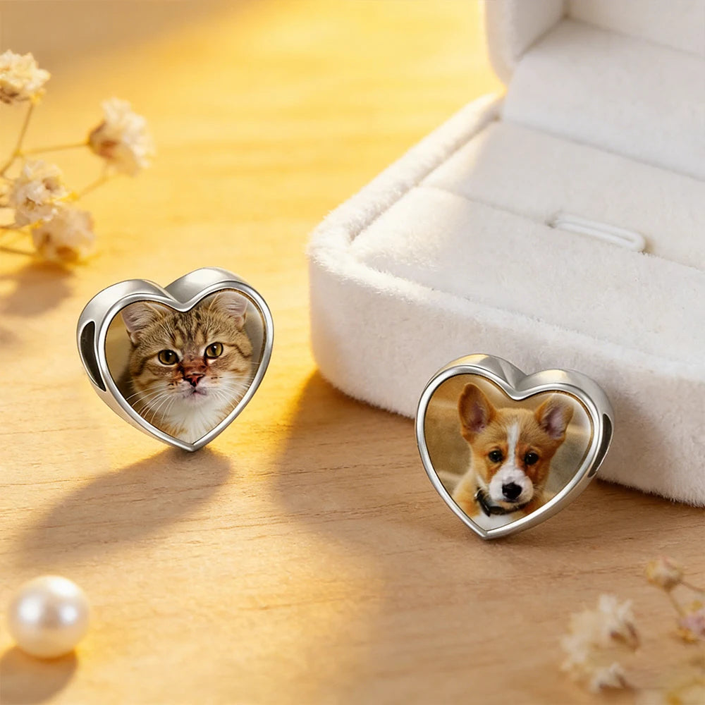 Pet Photo Pendant Made with Stainless Steel in Heart Shape