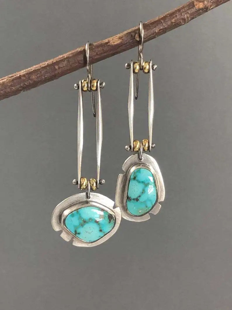 Selection of Very Unusual Boho Stone Asymmetric Dangle Alloy Earrings