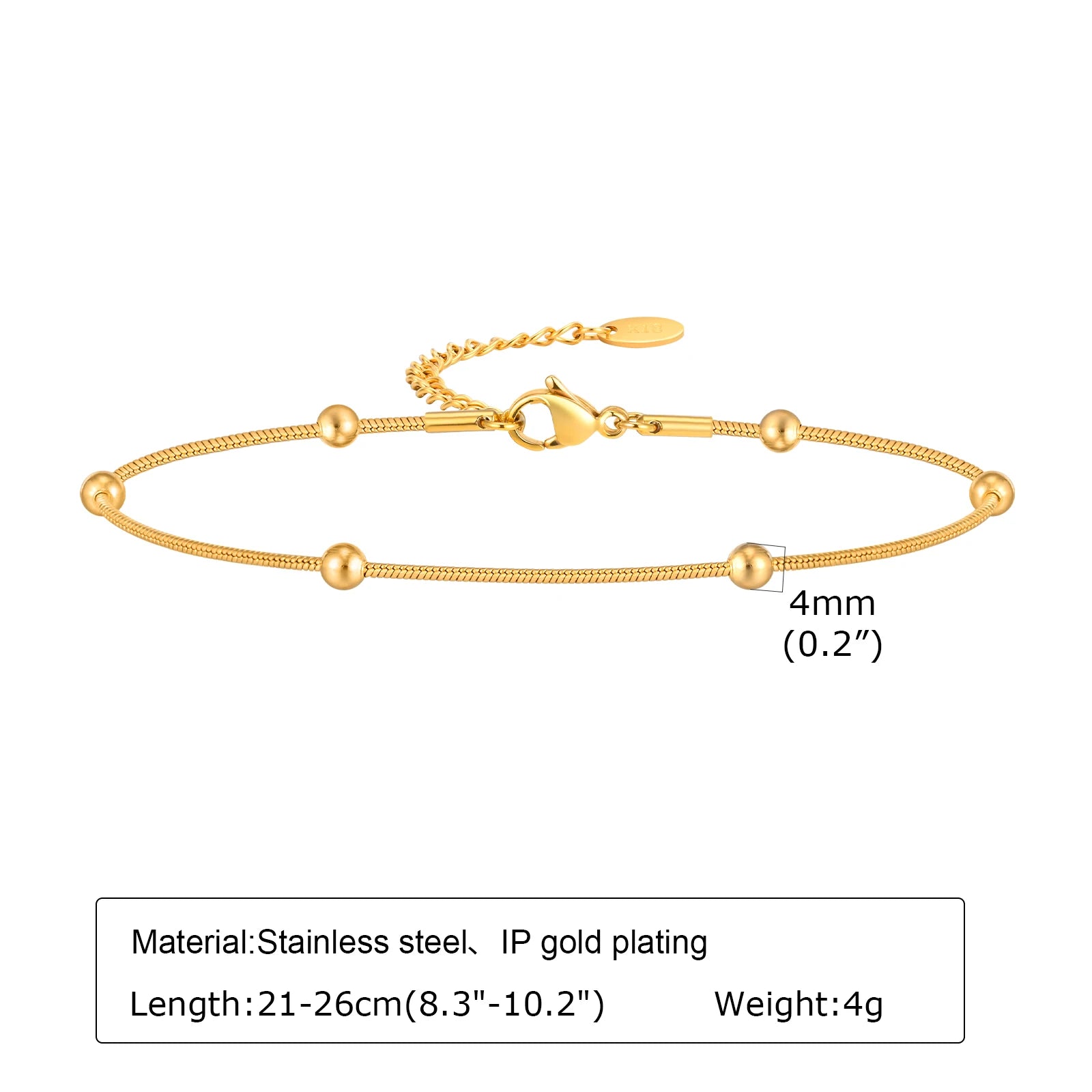 Gold-Plated Stainless-Steel Lucky Blue Evil Eye Anklet - Choose Your Style