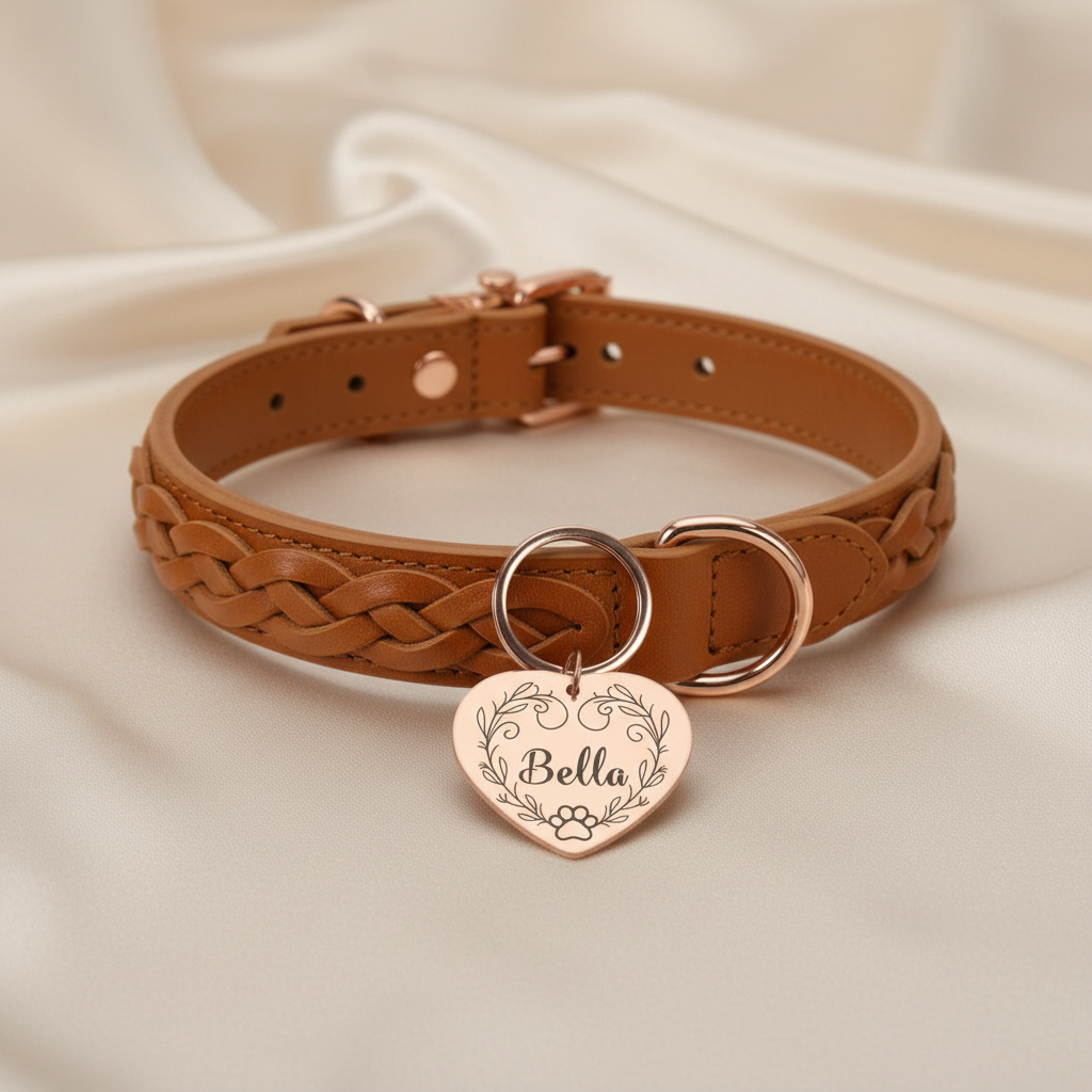 Stainless Steel Heart Pet ID Name Tag Customizable