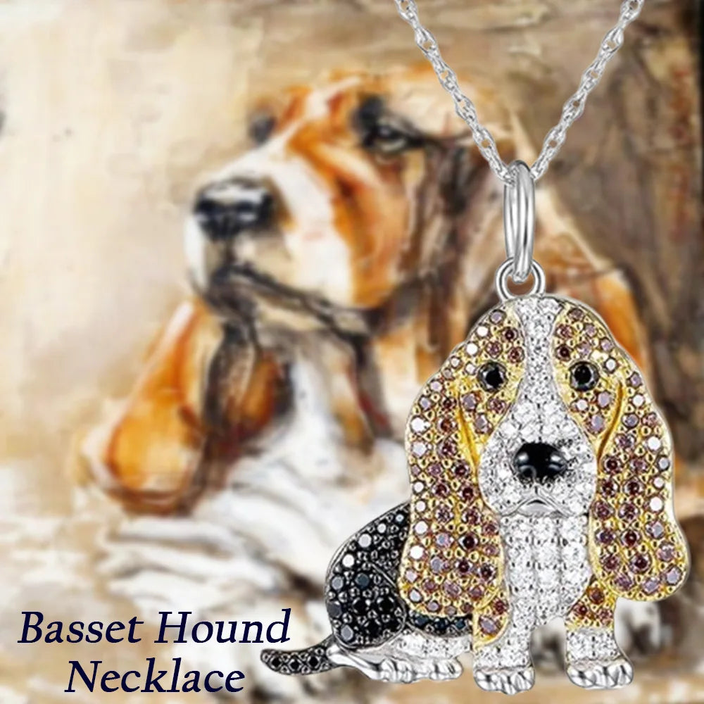 Collection of Dog Pendant Necklaces in Zinc Alloy with CZ Stones - Choose Your Favorite Breed