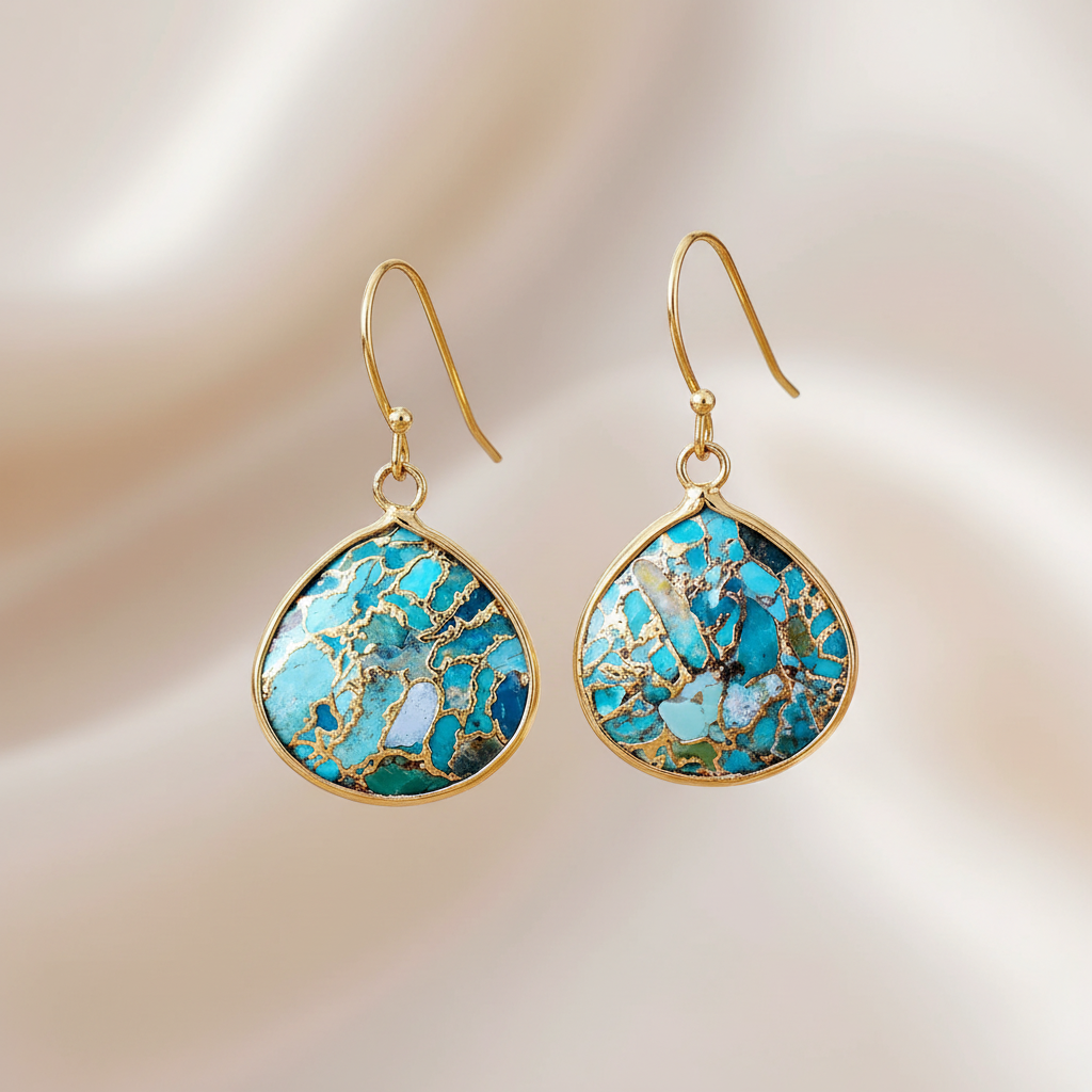 Teardrop Turquoise Cooper Earrings