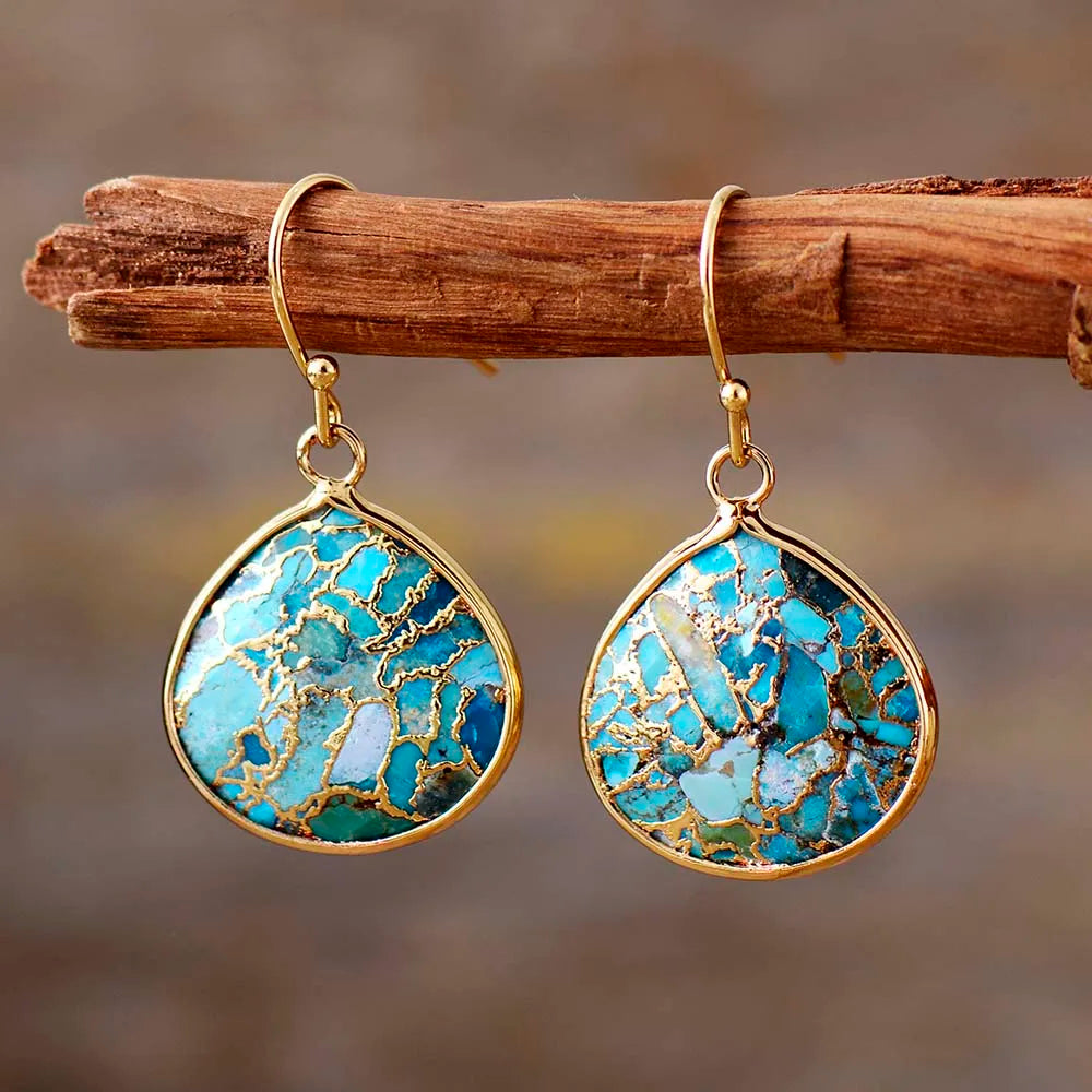Teardrop Turquoise Cooper Earrings