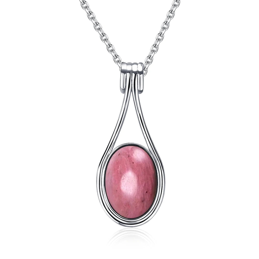 Platinum Plated Sterling Silver Pendant Natural Labradorite