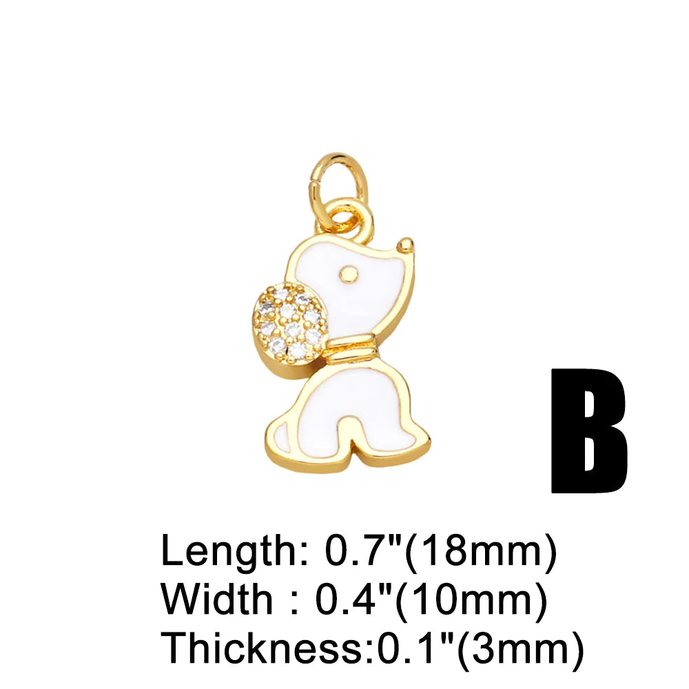 Mini Dog Theme Paw Pendant Gold Plated Brass with Cubic Zirconia Stones - Adorable, Precious