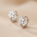 925 Sterling Silver Flower CZ Earrings