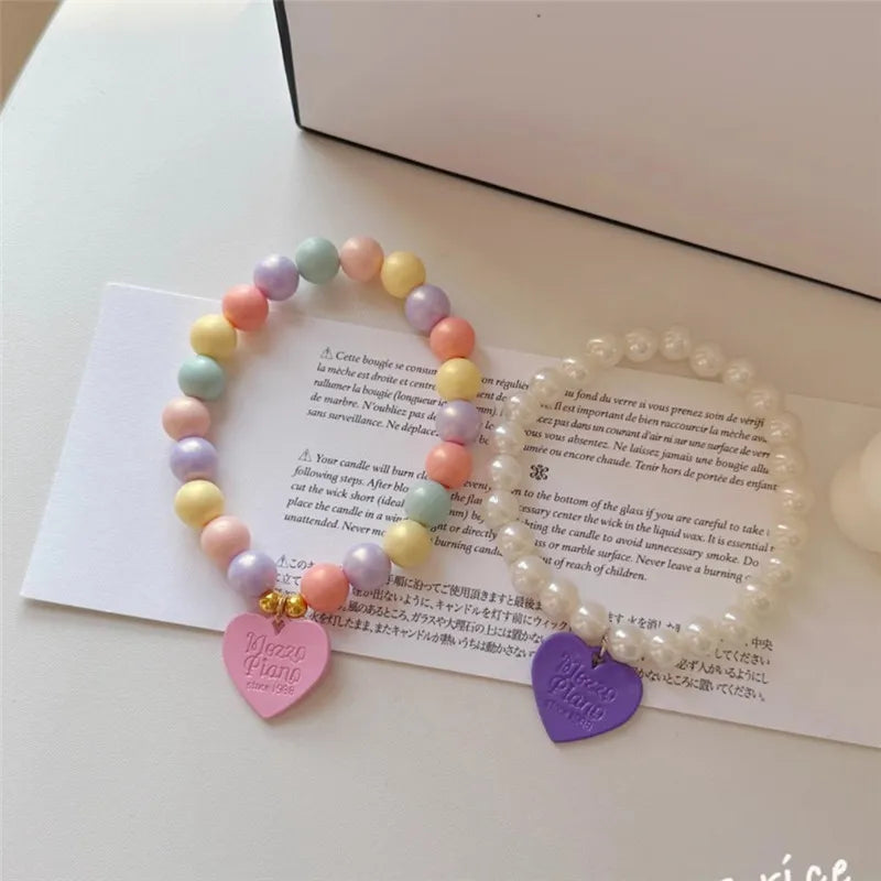 Customizable Heart Alloy Pendant Colorful Resin Bead Necklace for Cats & Dogs - Name Tag