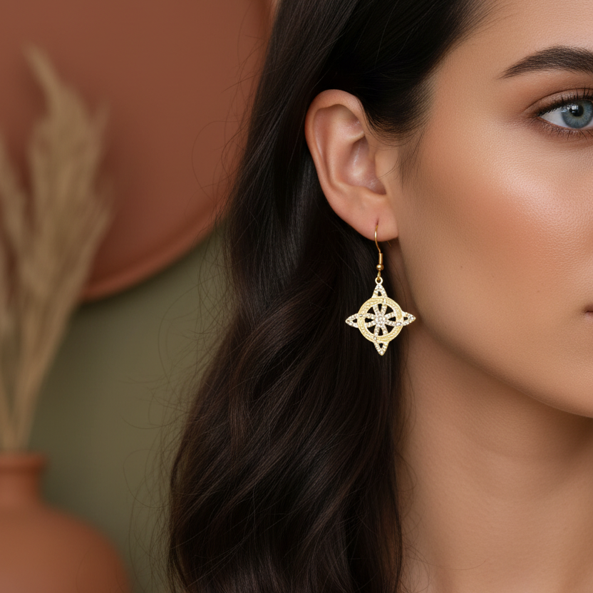 Celtic Knot Zircon Stainless Steel Drop Earrings