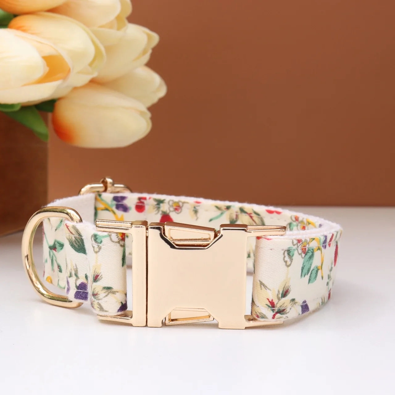 Elegant Fabric Customizable Dog Collar Set - Name Tag, Zinc Alloy Setting, Girly
